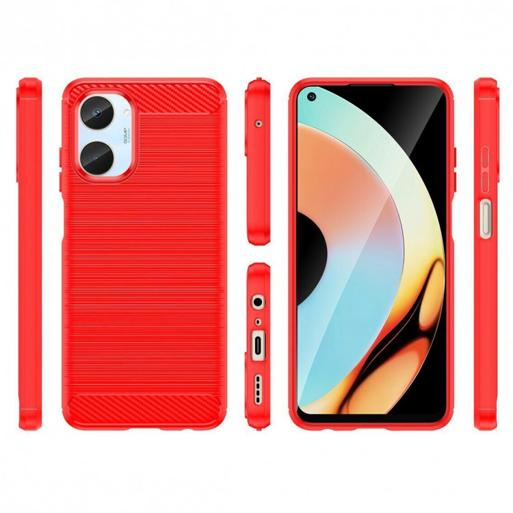 Чехол-накладка Carbon Fibre для Realme 10 (красный)