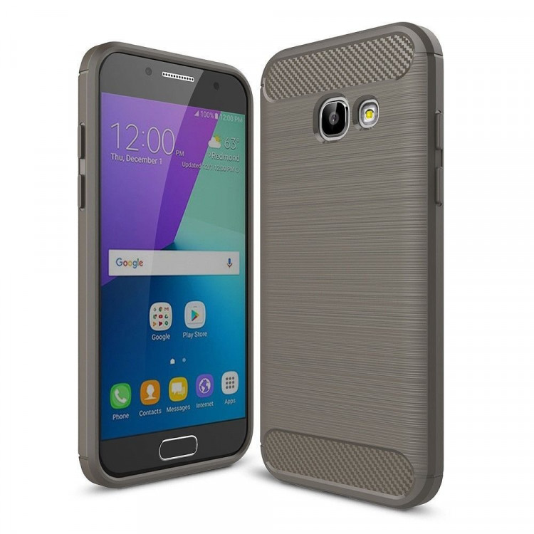 Чехол-накладка Carbon Fibre для Samsung Galaxy A3 (2017) SM-A320F (серый)