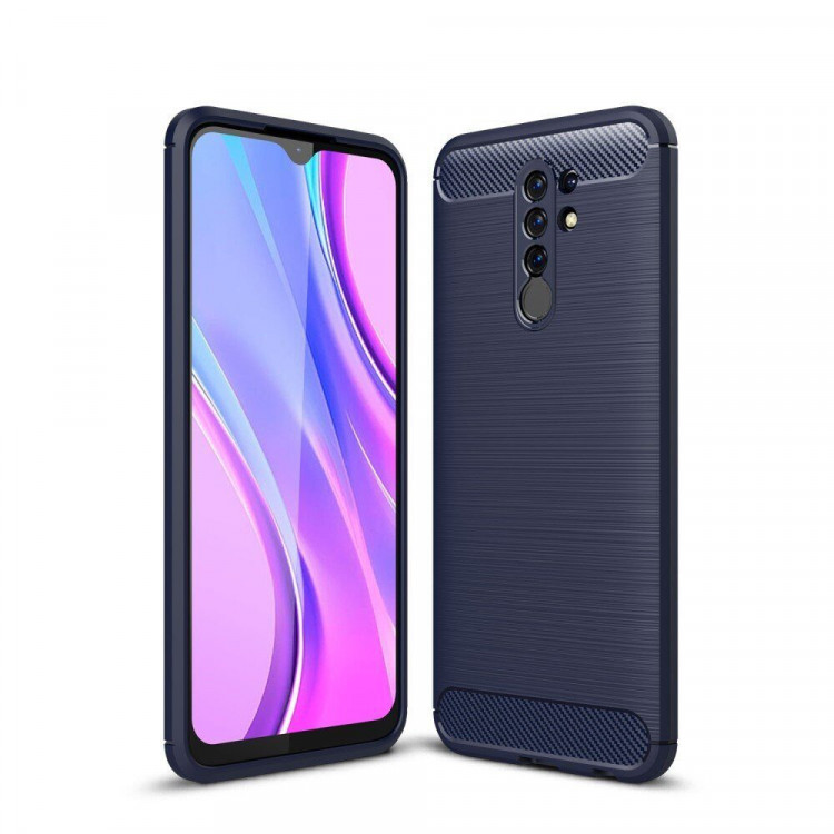 Чехол-накладка Carbon Fibre для Xiaomi Redmi 9 (темно-синий)