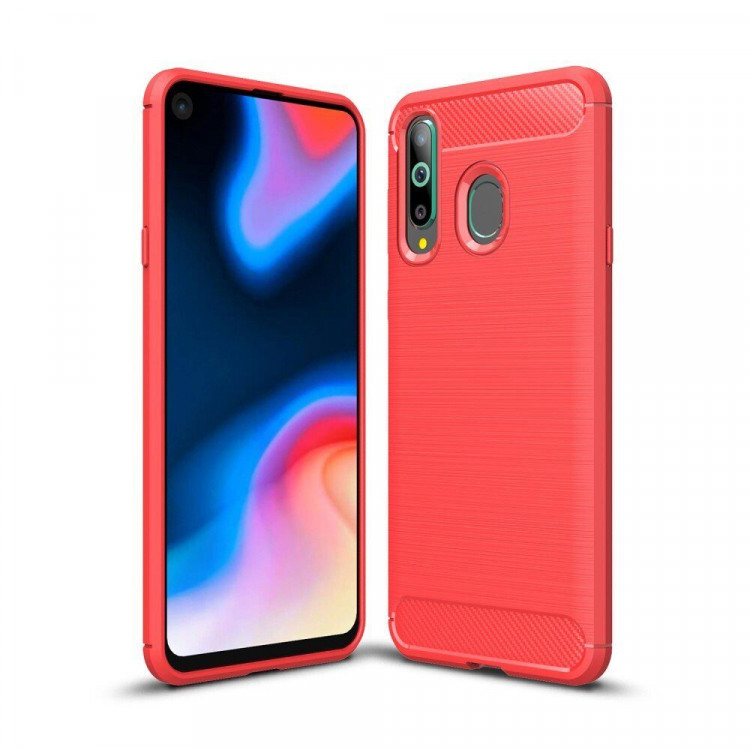 Чехол-накладка Carbon Fibre для Samsung Galaxy A8s (красный)