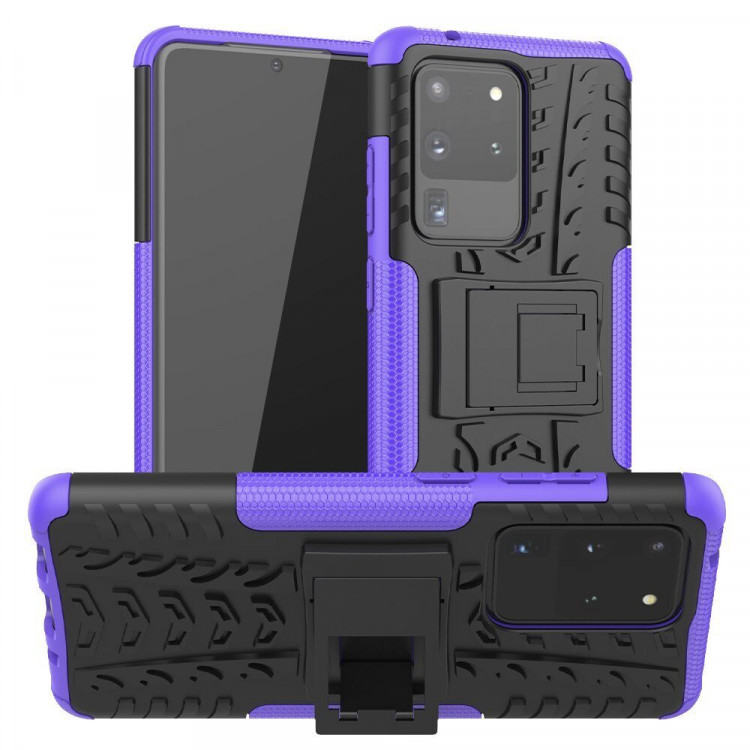 Чехол Hybrid Armor для Samsung Galaxy S20 Ultra (черный + фиолетовый)