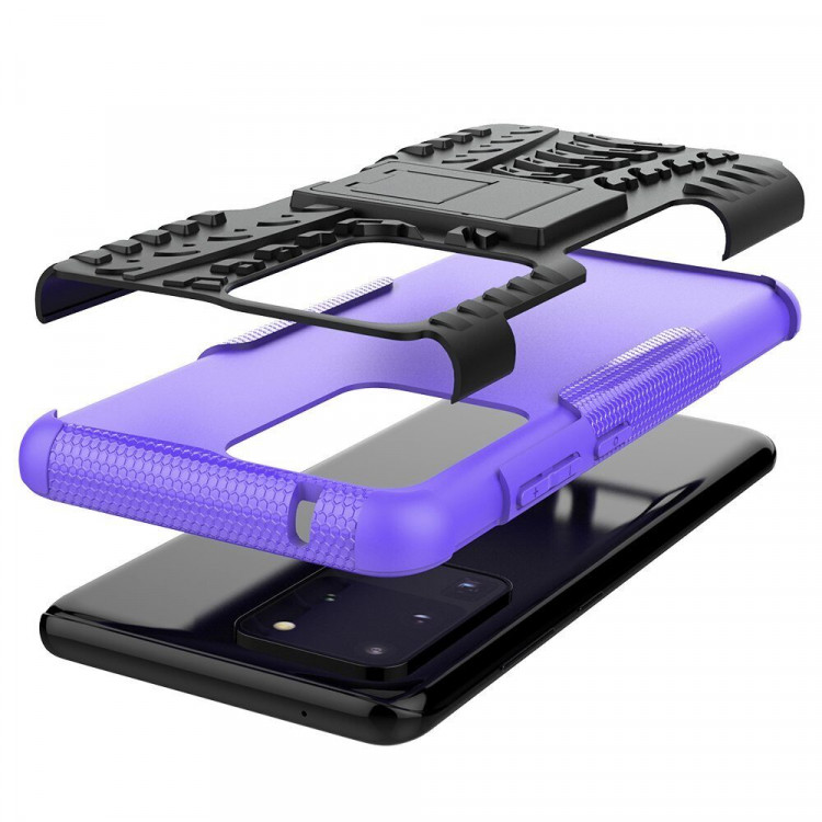 Чехол Hybrid Armor для Samsung Galaxy S20 Ultra (черный + фиолетовый)