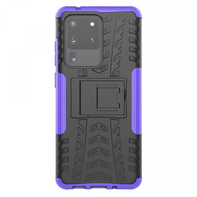 Чехол Hybrid Armor для Samsung Galaxy S20 Ultra (черный + фиолетовый)