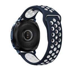Двухцветный силиконовый ремешок для Samsung Gear Sport / Gear S2 Classic / Galaxy Watch 42мм / Watch Active / Watch 3 (41мм) / Watch4 (синий+белый)