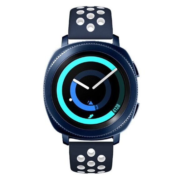Двухцветный силиконовый ремешок для Samsung Gear Sport / Gear S2 Classic / Galaxy Watch 42мм / Watch Active / Watch 3 (41мм) / Watch4 (синий+белый) Двухцветный силиконовый ремешок для Samsung Gear Sport / Gear S2 Classic / Galaxy Watch 42мм / Watch Active / Watch 3 (41мм) / Watch4 (синий+белый)