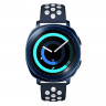Двухцветный силиконовый ремешок для Samsung Gear Sport / Gear S2 Classic / Galaxy Watch 42мм / Watch Active / Watch 3 (41мм) / Watch4 (синий+белый)