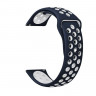 Двухцветный силиконовый ремешок для Samsung Gear Sport / Gear S2 Classic / Galaxy Watch 42мм / Watch Active / Watch 3 (41мм) / Watch4 (синий+белый)