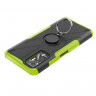 Чехол Armor Shockproof Ring Holder для Tecno Pova 2 (черный + зеленый)