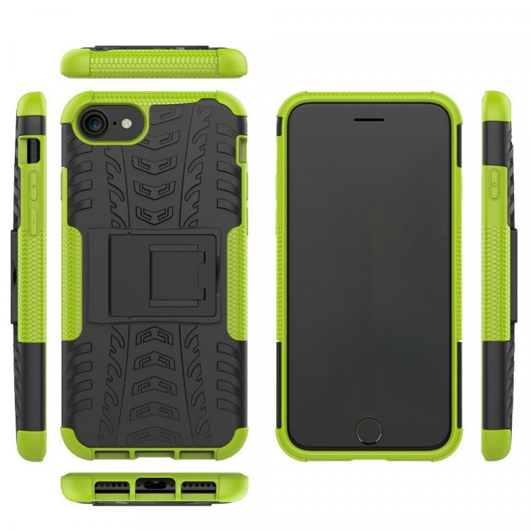 Чехол Hybrid Armor для iPhone 8 / iPhone 7 / iPhone SE (2020) / iPhone SE (2022) (черный + зеленый)