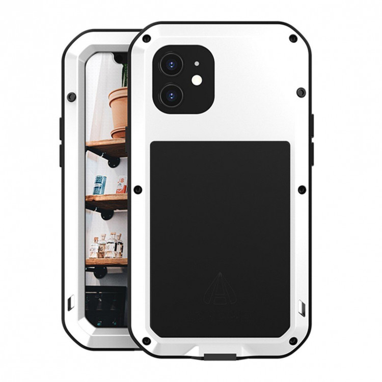 Гибридный чехол LOVE MEI для iPhone 12 (белый)