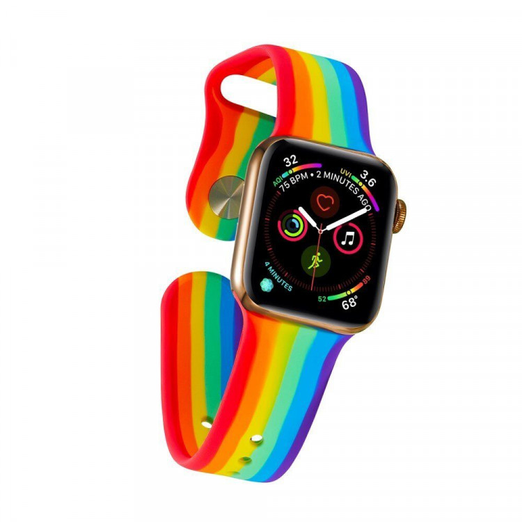 Спортивный ремешок для Apple Watch 38 и 40мм (радуга)