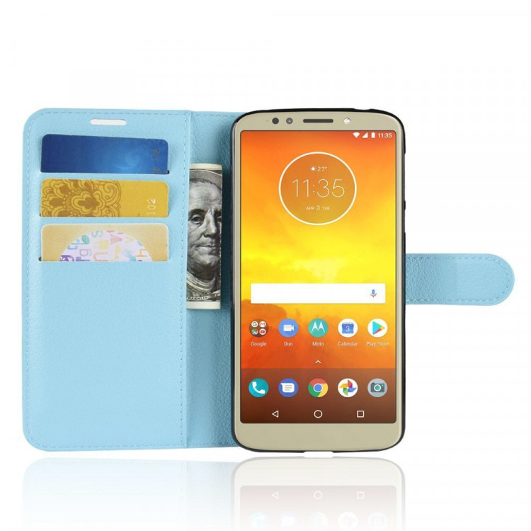 Чехол с визитницей для Motorola Moto E5 (голубой)