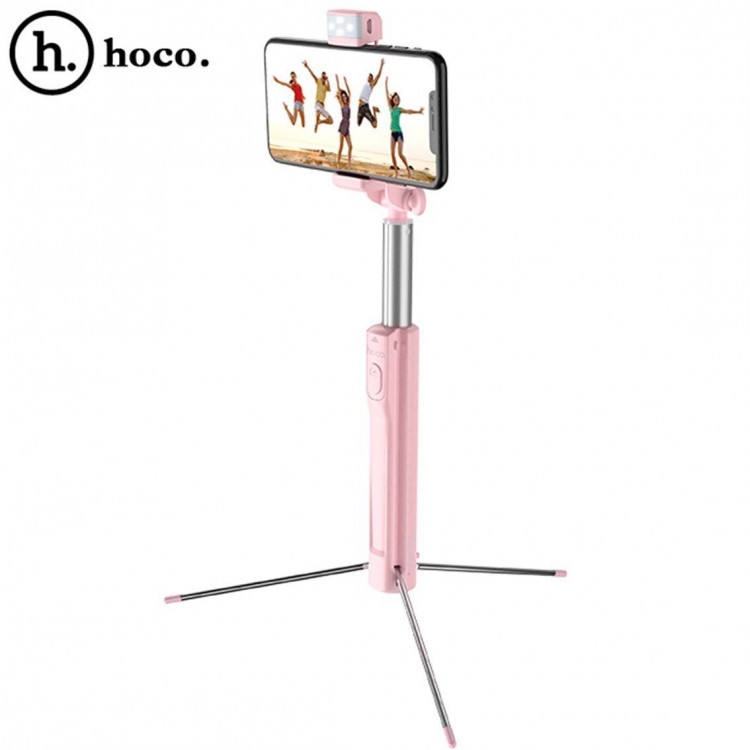 Селфи - монопод с Bluetooth Hoco L = 1,1 метра (розовый)