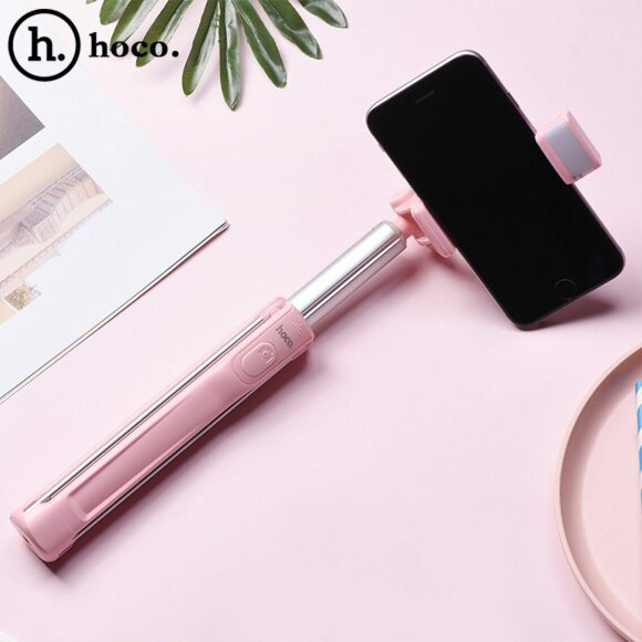 Селфи - монопод с Bluetooth Hoco L = 1,1 метра (розовый) Селфи - монопод с Bluetooth Hoco L = 1,1 метра (розовый)