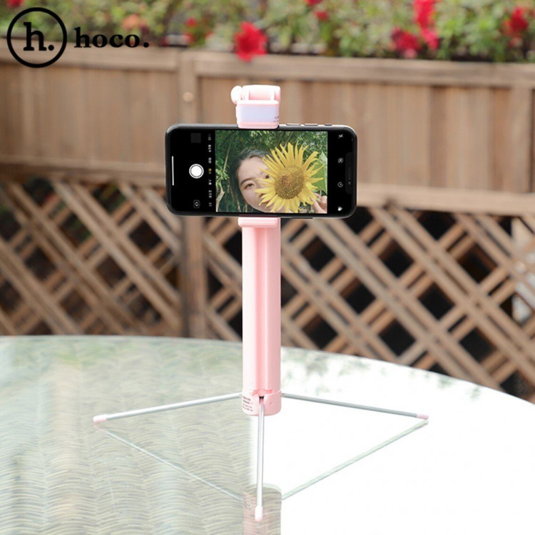 Селфи - монопод с Bluetooth Hoco L = 1,1 метра (розовый)