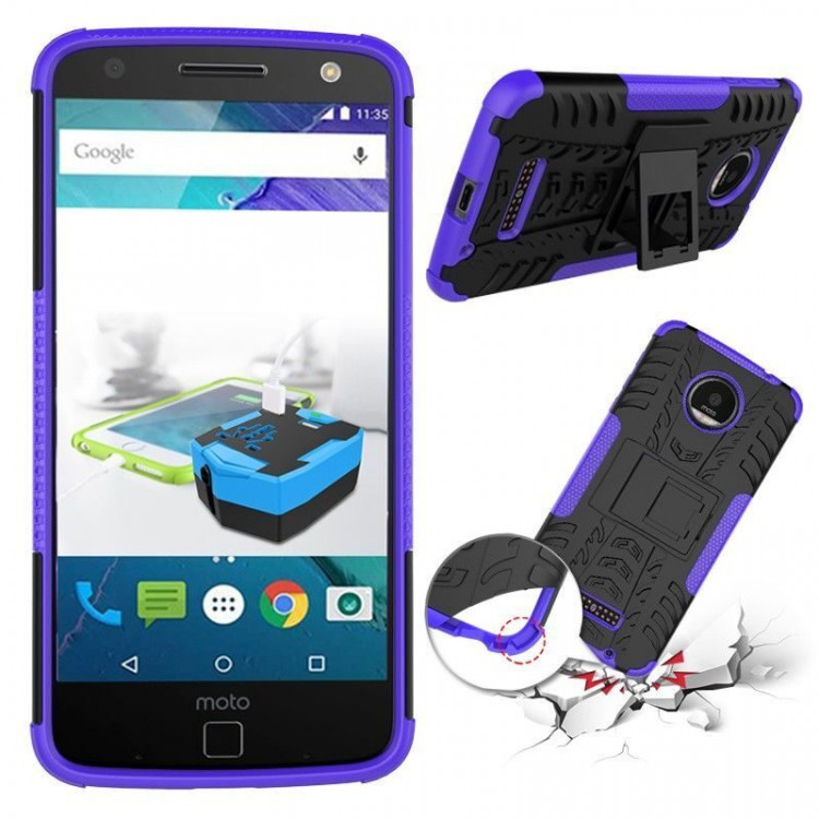 Чехол Hybrid Armor для Motorola Moto Z Force (черный + фиолетовый)
