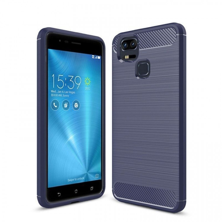 Чехол-накладка Carbon Fibre для Asus Zenfone 3 Zoom ZE553KL (темно-синий)