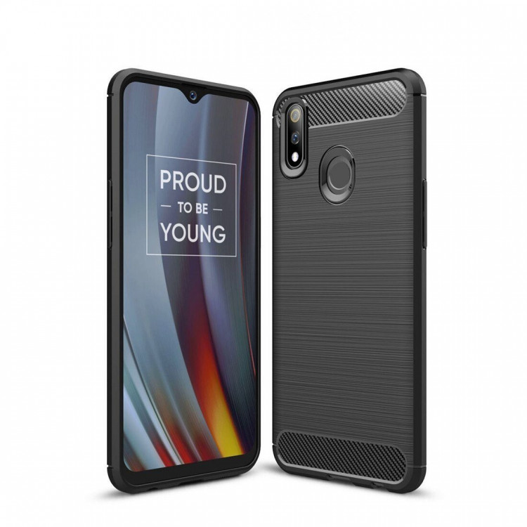 Чехол-накладка Carbon Fibre для OPPO Realme 3 Pro (черный)