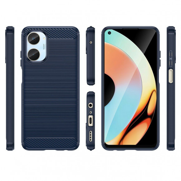 Чехол-накладка Carbon Fibre для Realme 10 (темно-синий)