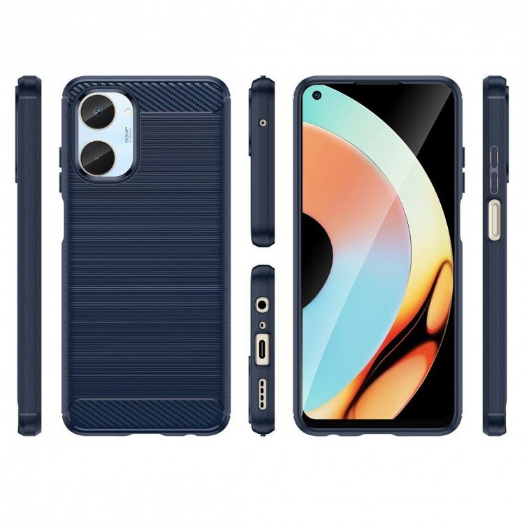 Чехол-накладка Carbon Fibre для Realme 10 (темно-синий)