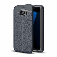 Чехол-накладка Litchi Grain для Samsung Galaxy S7 edge G935 (темно-синий)