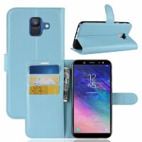 Чехол с визитницей для Samsung Galaxy A6 (голубой)