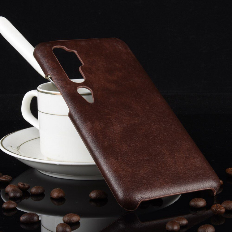 Кожаная накладка-чехол для Xiaomi Mi Note 10 / Mi Note 10 Pro / Mi CC9 Pro (коричневый)