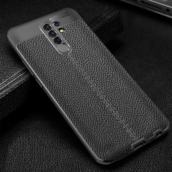 Чехол-накладка Litchi Grain для Xiaomi Redmi 9 (черный) Чехол-накладка Litchi Grain для Xiaomi Redmi 9 (черный)