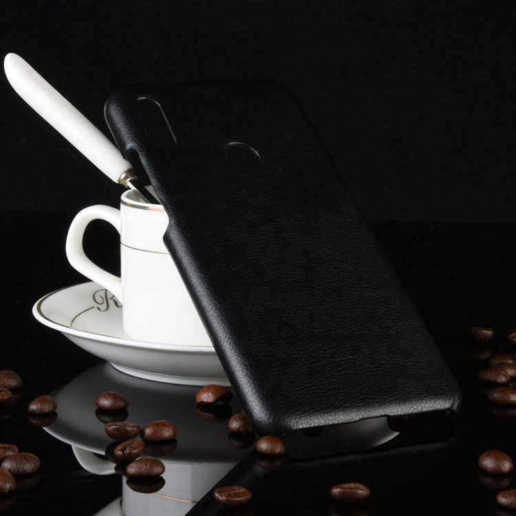 Кожаная накладка-чехол для Huawei Y6 (2019) / Honor 8A / Honor 8A Pro / Honor 8A Prime (черный)