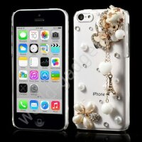Чехол Crystal Diamond для iPhone 5C (Bear Bead Flower)
