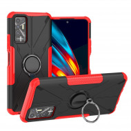 Чехол Armor Shockproof Ring Holder для Tecno Pova 2 (черный + красный) Чехол Armor Shockproof Ring Holder для Tecno Pova 2 (черный + красный)