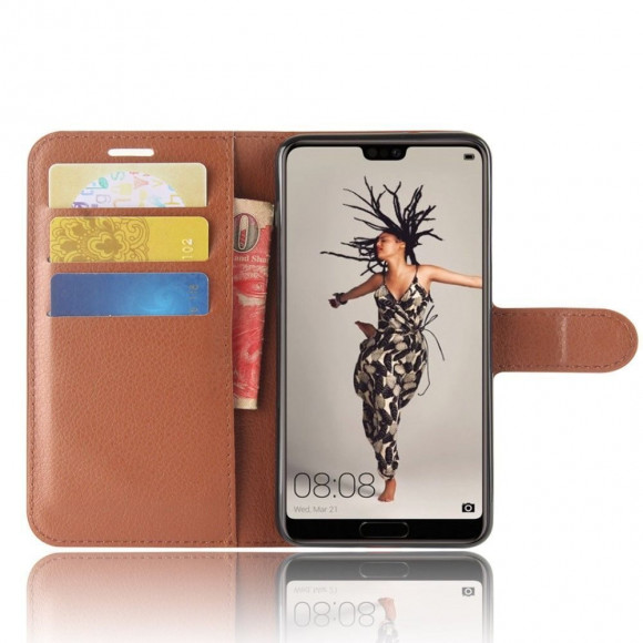 Чехол с визитницей для Huawei P20 (коричневый) Чехол с визитницей для Huawei P20 (коричневый)