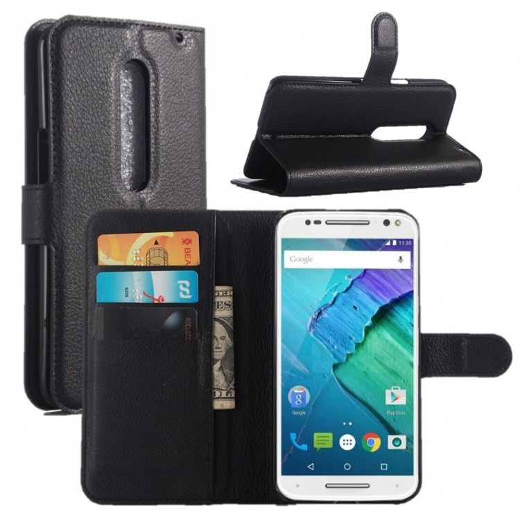 Чехол с визитницей для Motorola Moto X Style (черный)