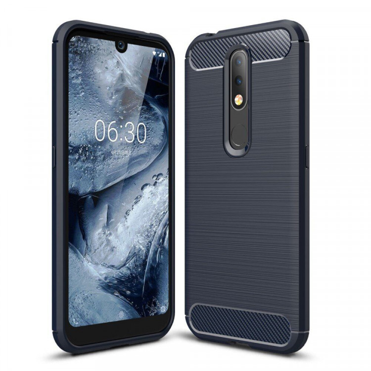 Чехол-накладка Carbon Fibre для Nokia 4.2 (темно-синий)