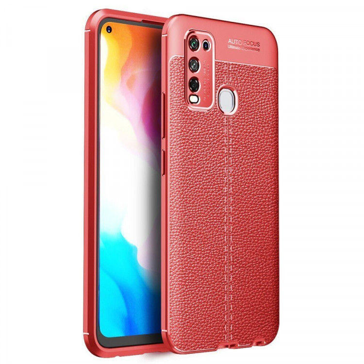 Чехол-накладка Litchi Grain для Vivo Y30 / Vivo Y50 (красный)