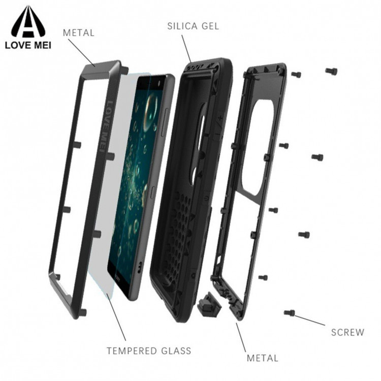 Гибридный чехол LOVE MEI для Sony Xperia XZ2 Compact (черный)