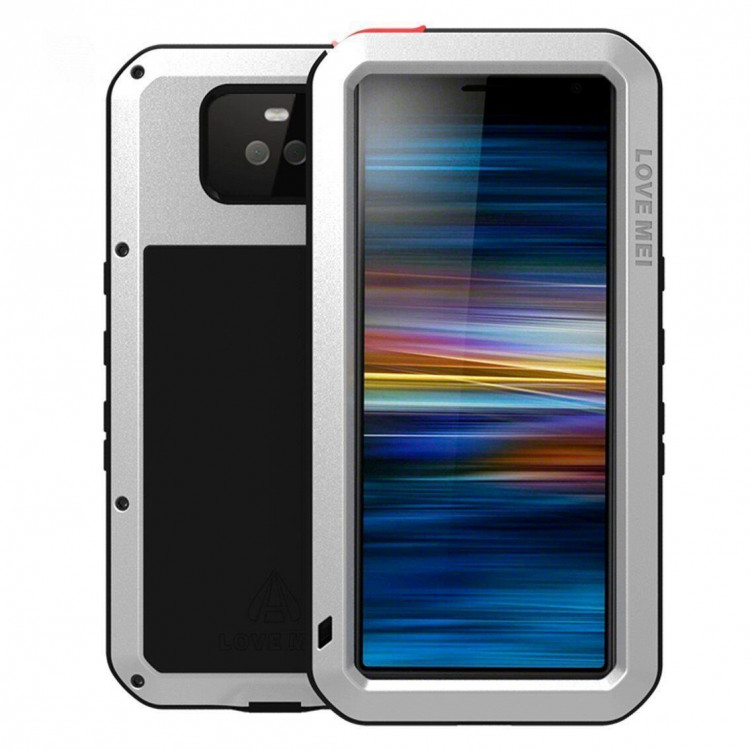 Гибридный чехол LOVE MEI для Sony Xperia 10 Plus (серебряный)