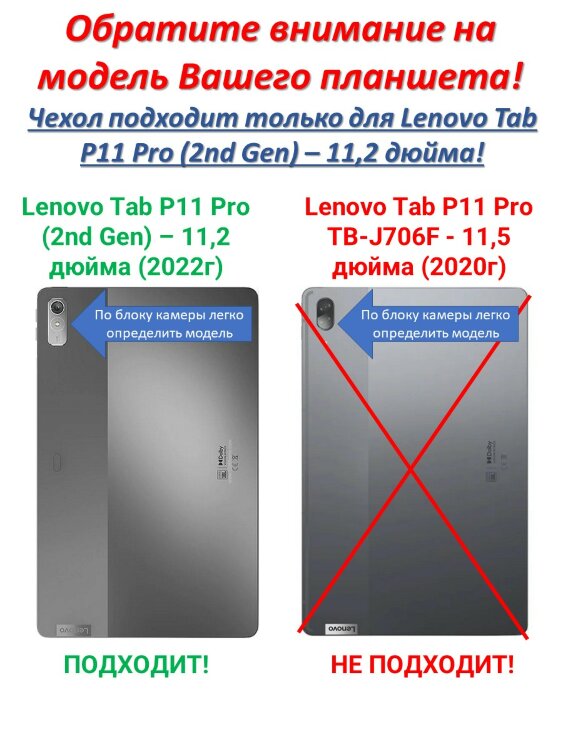 Планшетный чехол для Lenovo Tab P11 Pro (2nd Gen) - 11,2 дюйма (черный)