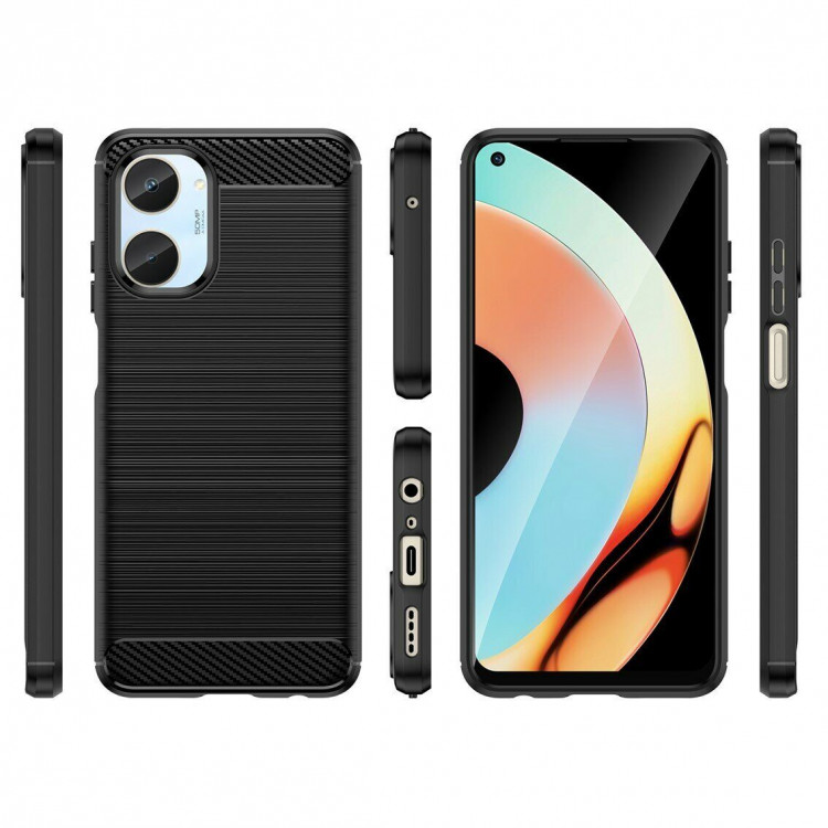Чехол-накладка Carbon Fibre для Realme 10 (черный)