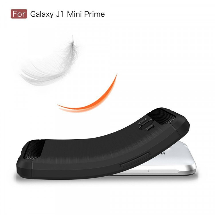 Чехол-накладка Carbon Fibre для Samsung Galaxy J1 mini Prime (темно-синий)