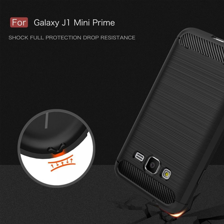 Чехол-накладка Carbon Fibre для Samsung Galaxy J1 mini Prime (темно-синий)