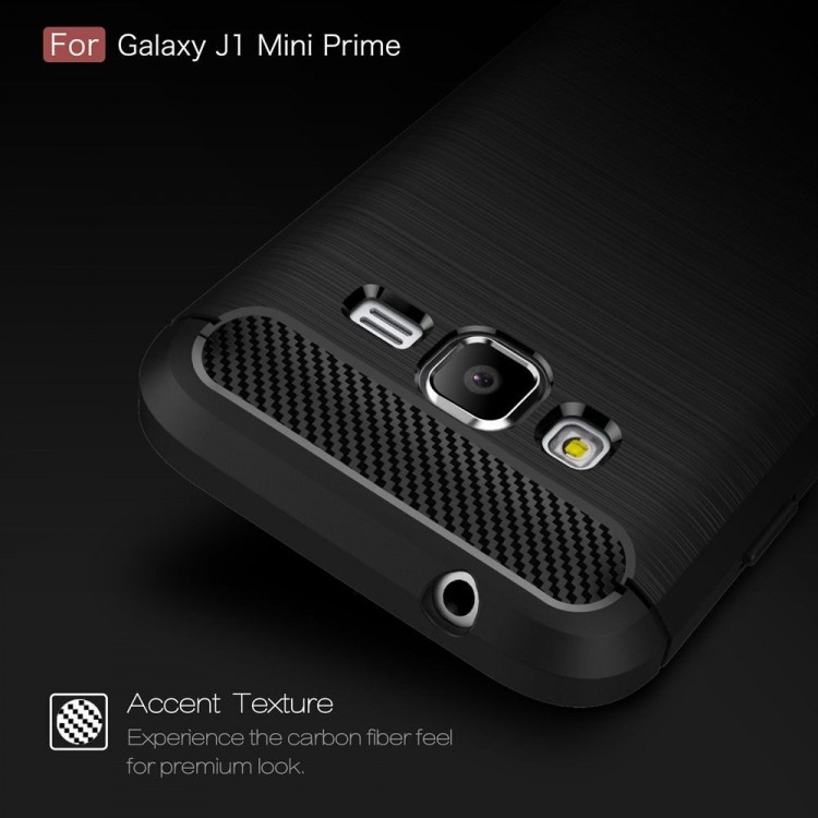 Чехол-накладка Carbon Fibre для Samsung Galaxy J1 mini Prime (темно-синий)
