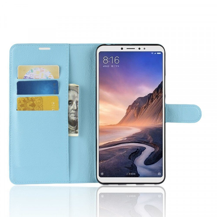 Чехол с визитницей для Xiaomi Mi Max 3 (голубой)