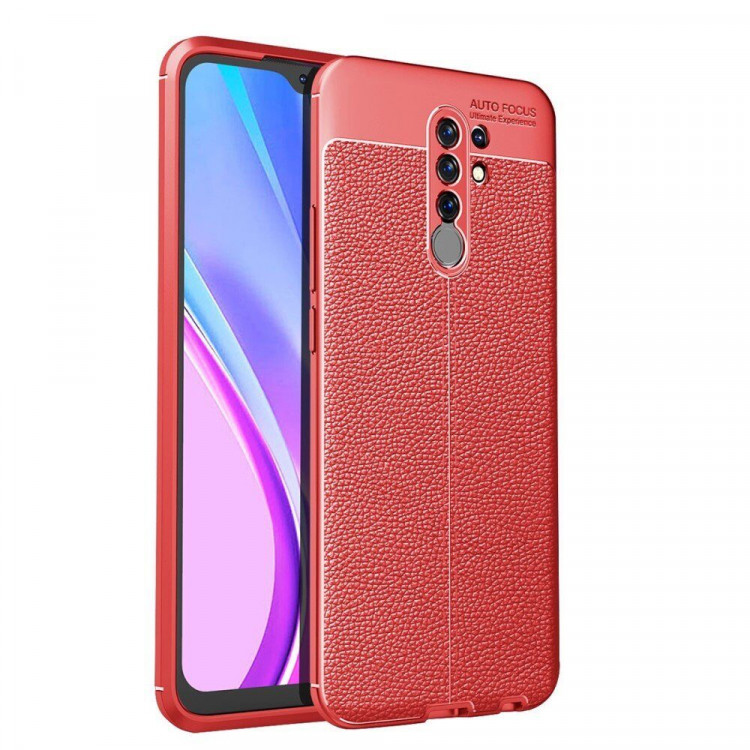Чехол-накладка Litchi Grain для Xiaomi Redmi 9 (красный)