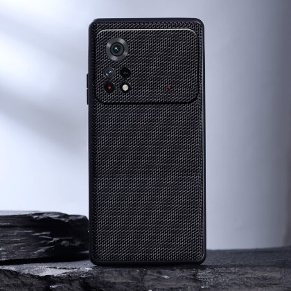 Чехол с текстурой нейлона для Xiaomi POCO M4 PRO 4G (черный)