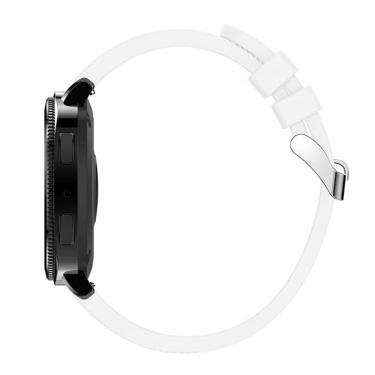 Силиконовый ремешок для Samsung Gear Sport / Gear S2 Classic / Galaxy Watch 42мм / Watch Active / Watch 3 (41мм) / Watch4 (белый)