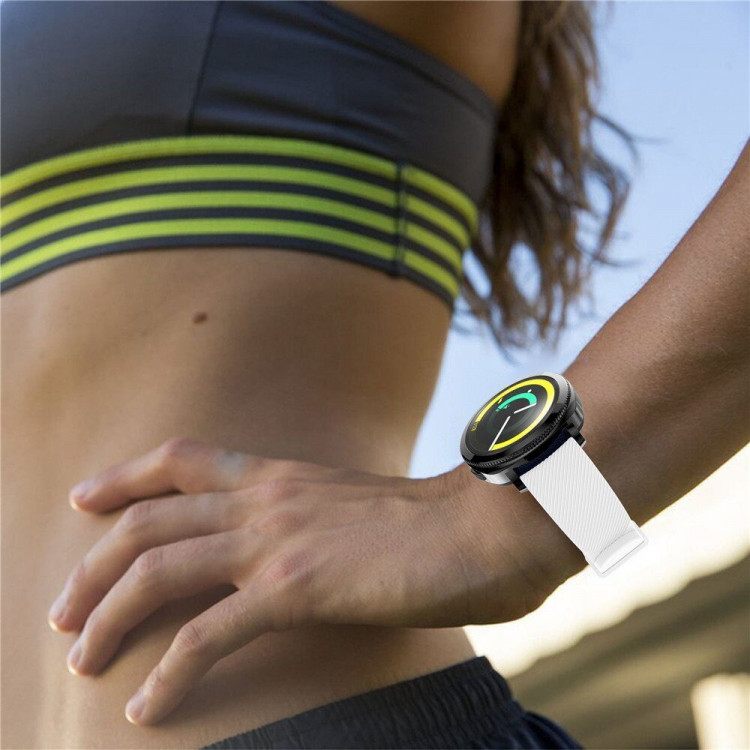 Силиконовый ремешок для Samsung Gear Sport / Gear S2 Classic / Galaxy Watch 42мм / Watch Active / Watch 3 (41мм) / Watch4 (белый)