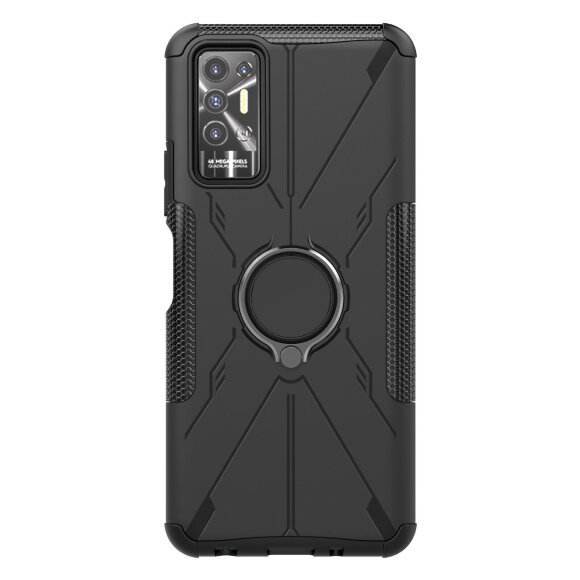 Чехол Armor Shockproof Ring Holder для Tecno Pova 2 (черный) Чехол Armor Shockproof Ring Holder для Tecno Pova 2 (черный)