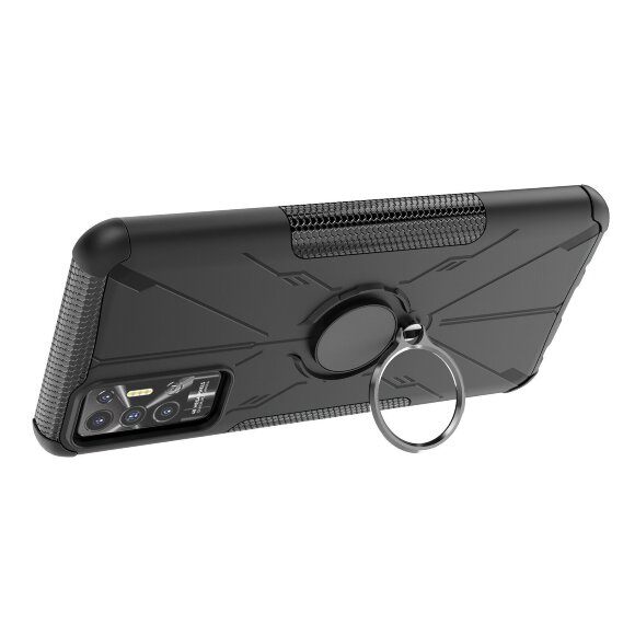 Чехол Armor Shockproof Ring Holder для Tecno Pova 2 (черный) Чехол Armor Shockproof Ring Holder для Tecno Pova 2 (черный)