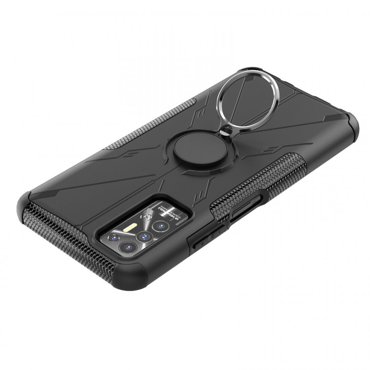 Чехол Armor Shockproof Ring Holder для Tecno Pova 2 (черный)